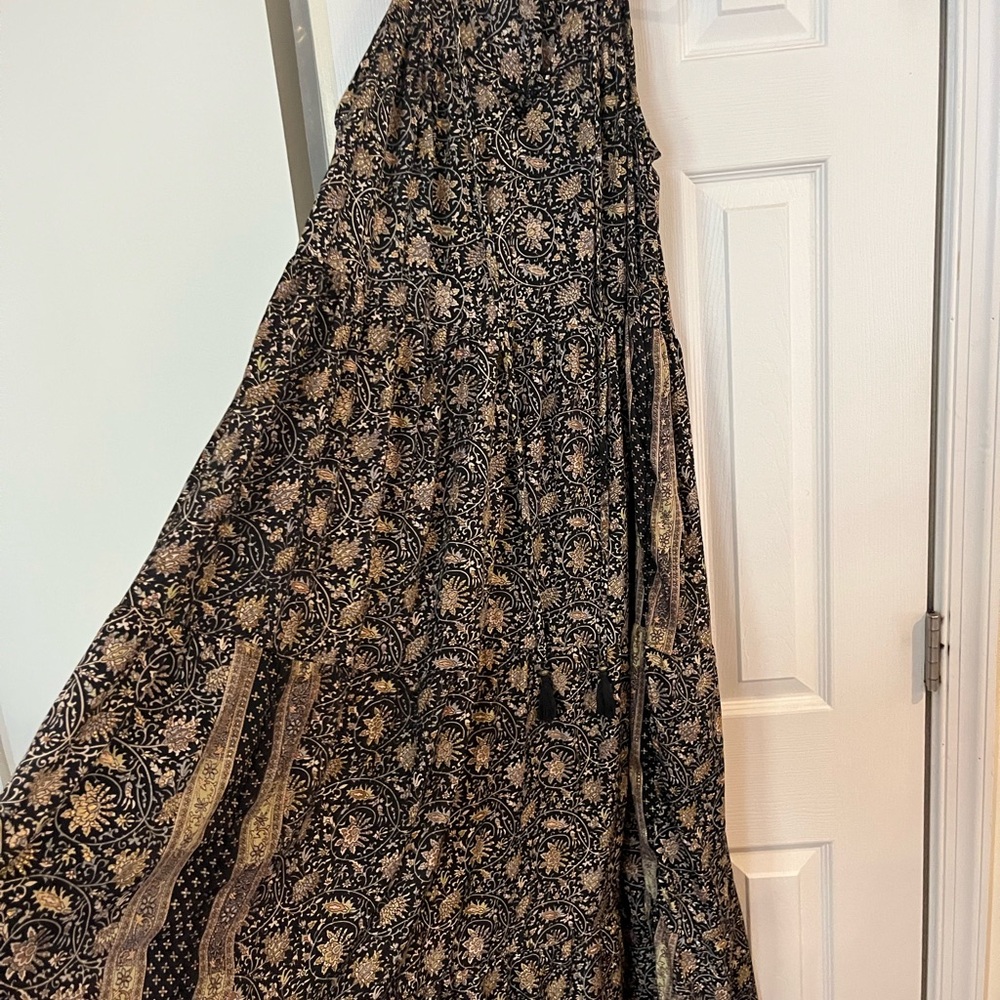 Black and Tan Boho Tiered Maxi dress